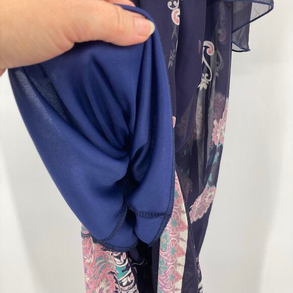 Agaci Boho Strappy Navy Maxi Dress Vacation Beach Women’s Medium - Picture 9 of 14